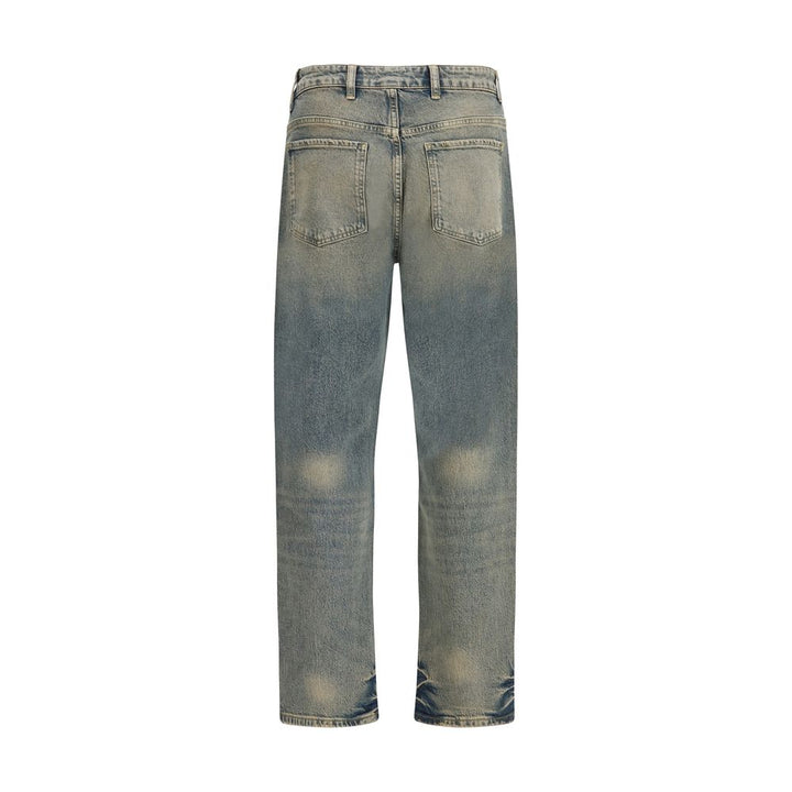 Represent Blue Cotton Straight-Leg Jeans