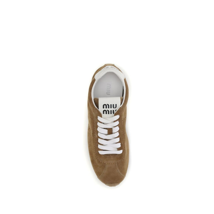 Miu Miu Brown Calf Leather Bos Taurus Athletic Sneakers