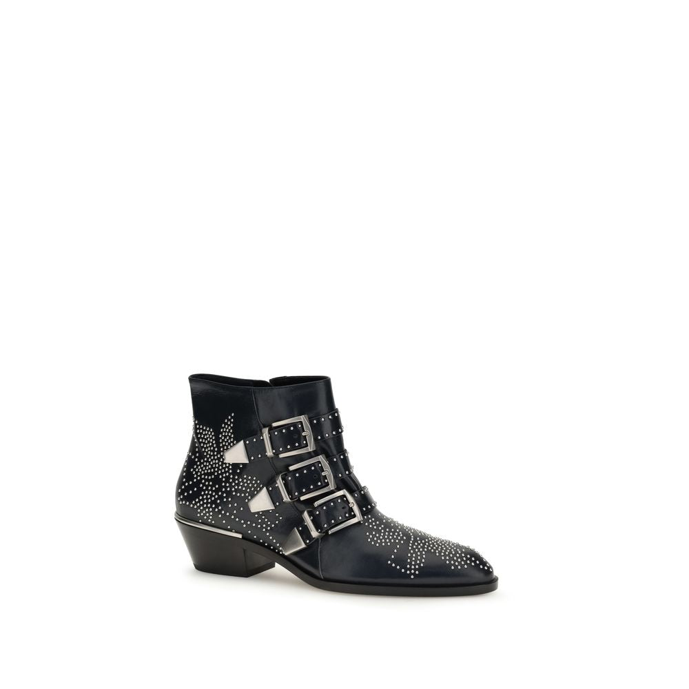 Chloé Black Calf Leather Bos Taurus Lace-Up Boots by Chloé outlet now on sale