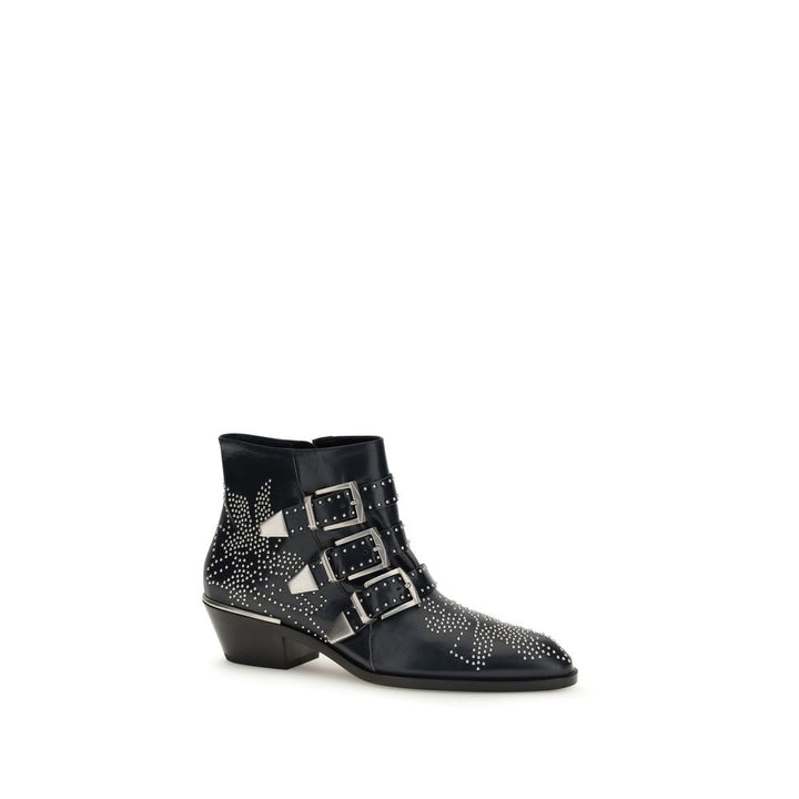 Chloé Black Calf Leather Bos Taurus Lace-Up Boots by Chloé outlet now on sale