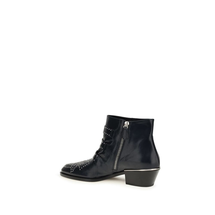 Chloé Black Calf Leather Bos Taurus Lace-Up Boots by Chloé outlet now on sale