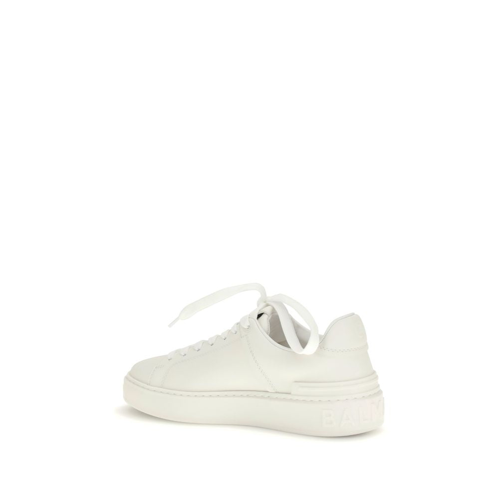 Balmain White Calf Leather Bos Taurus Low Top Sneakers by Balmain outlet now on sale
