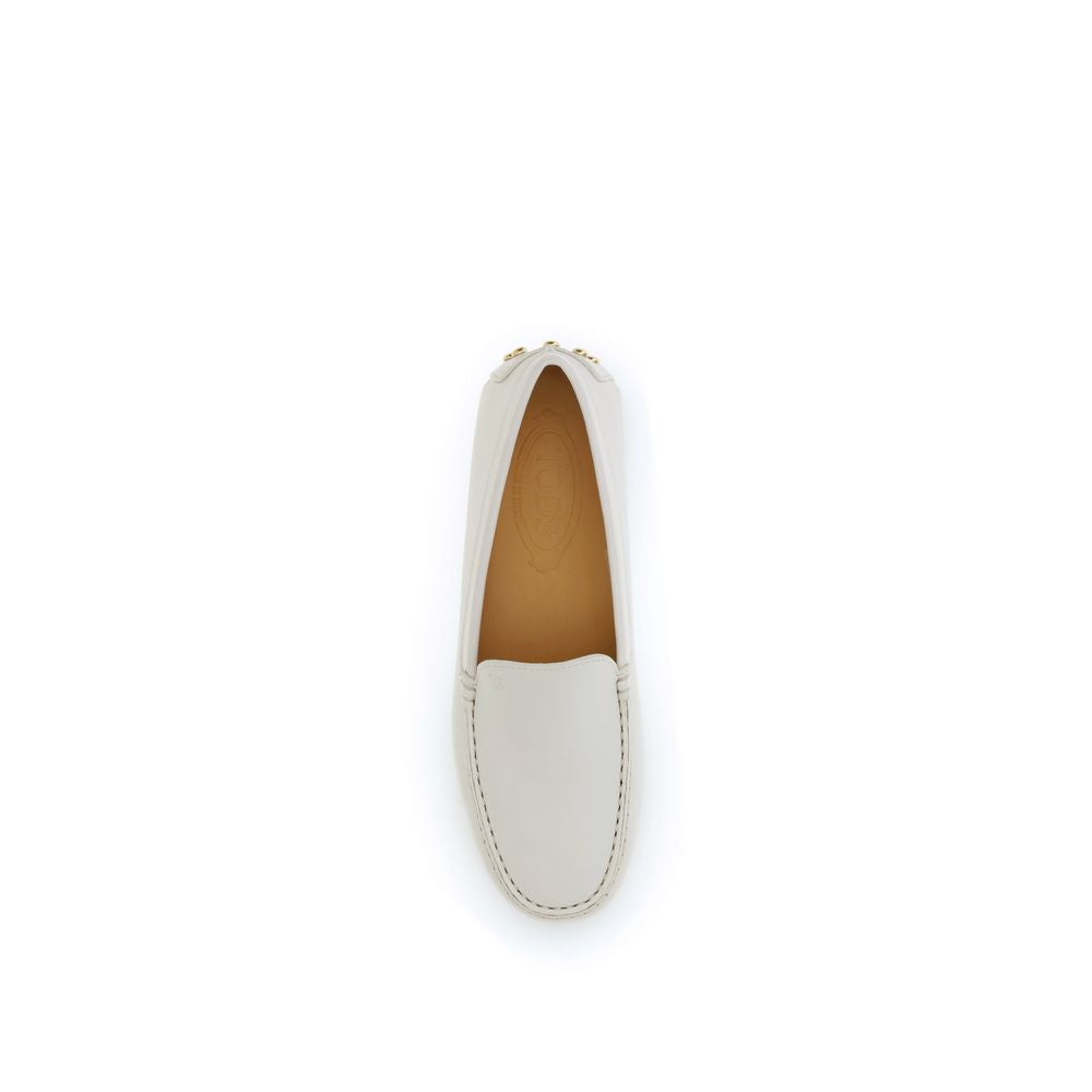Tod's Cream Calf Leather Bos Taurus Slip-On Loafers by Tod's outlet now on sale