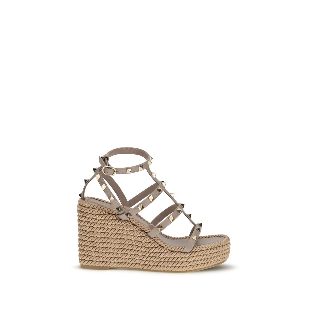 Valentino Garavani Beige Calf Leather Bos Taurus Espadrilles by Valentino Garavani outlet now on sale