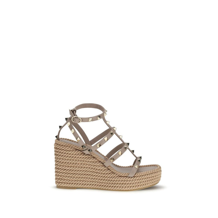 Valentino Garavani Beige Calf Leather Bos Taurus Espadrilles by Valentino Garavani outlet now on sale
