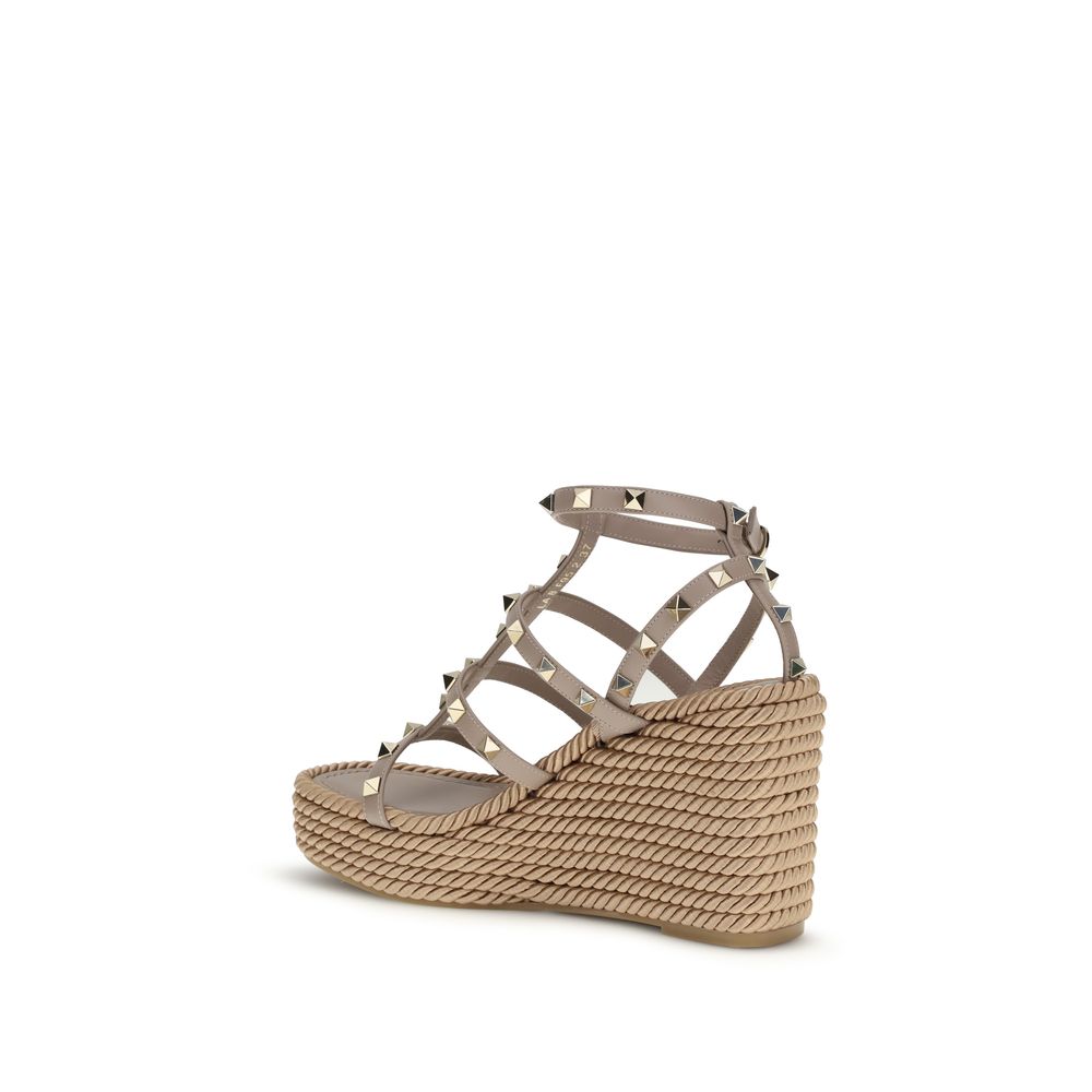 Valentino Garavani Beige Calf Leather Bos Taurus Espadrilles by Valentino Garavani outlet now on sale