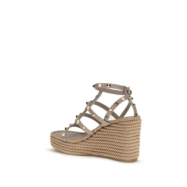 Valentino Garavani Beige Calf Leather Bos Taurus Espadrilles by Valentino Garavani outlet now on sale