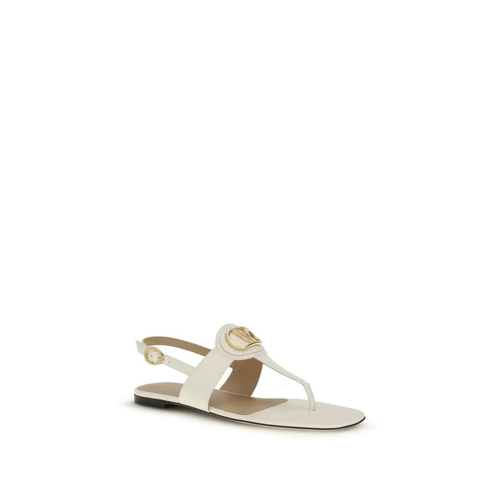 Valentino Garavani Sample Sale | Valentino Garavani Beige Calf Leather Bos Taurus Flat Sandals - | Designer outlet