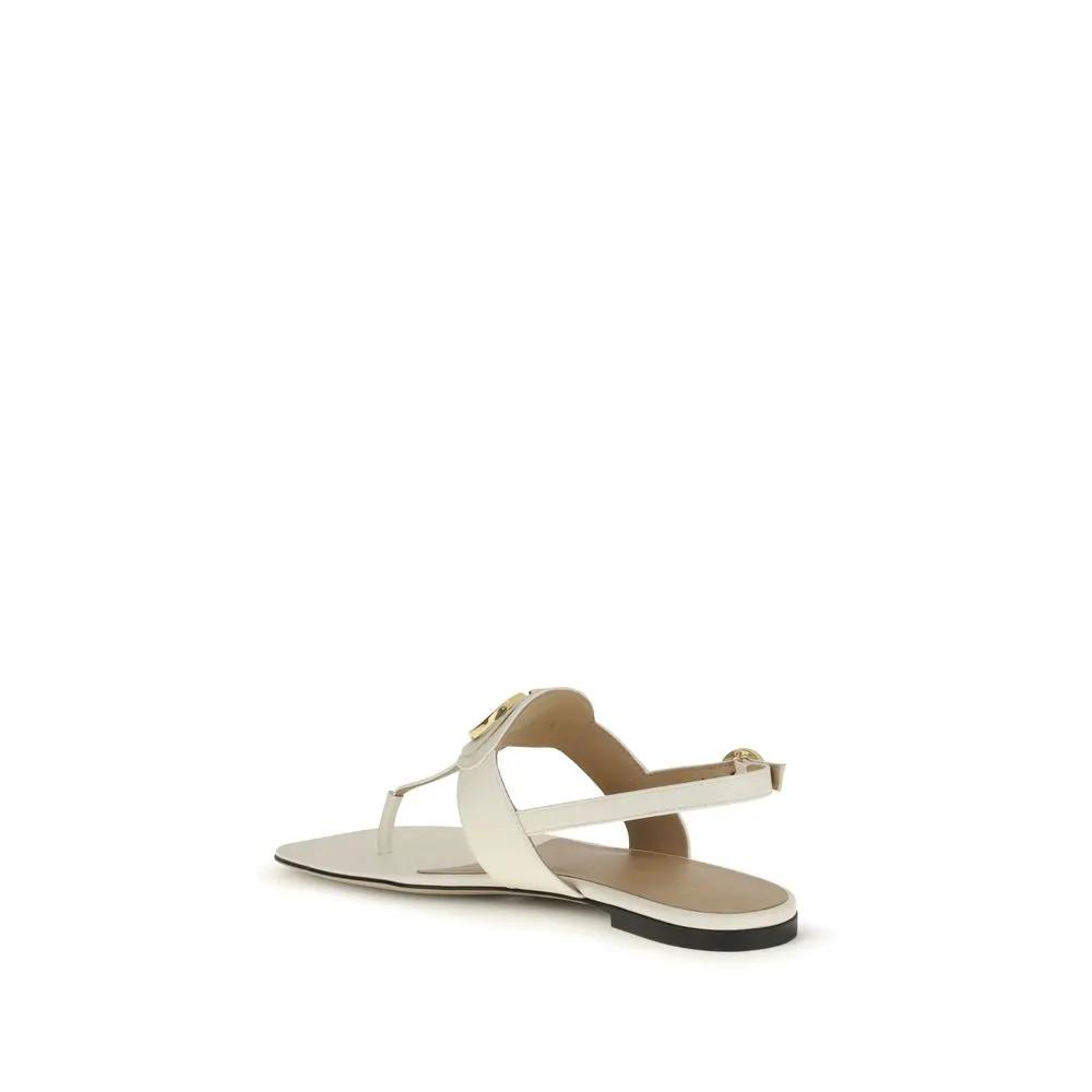 Valentino Garavani Sample Sale | Valentino Garavani Beige Calf Leather Bos Taurus Flat Sandals - | Designer outlet