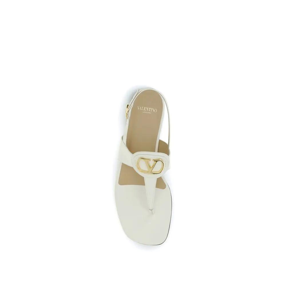 Valentino Garavani Sample Sale | Valentino Garavani Beige Calf Leather Bos Taurus Flat Sandals - | Designer outlet