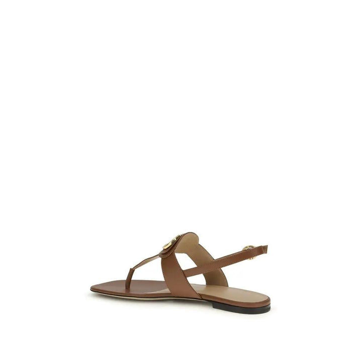 Valentino Garavani Sample Sale | Valentino Garavani Brown Calf Leather Bos Taurus Flat Sandals - | Designer outlet