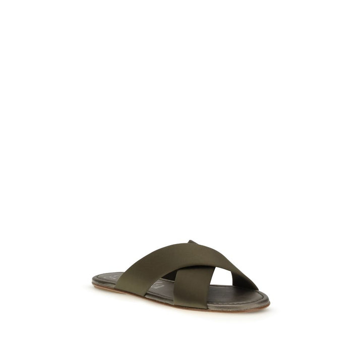 Pedro García Brown Silk Flat Sandals by Pedro García outlet now on sale