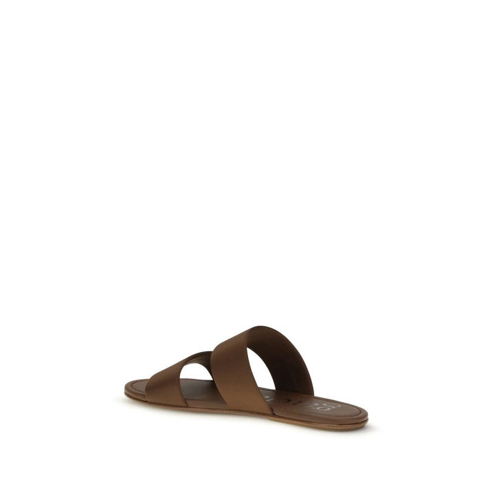 Pedro García Brown Silk Flat Sandals by Pedro García outlet now on sale
