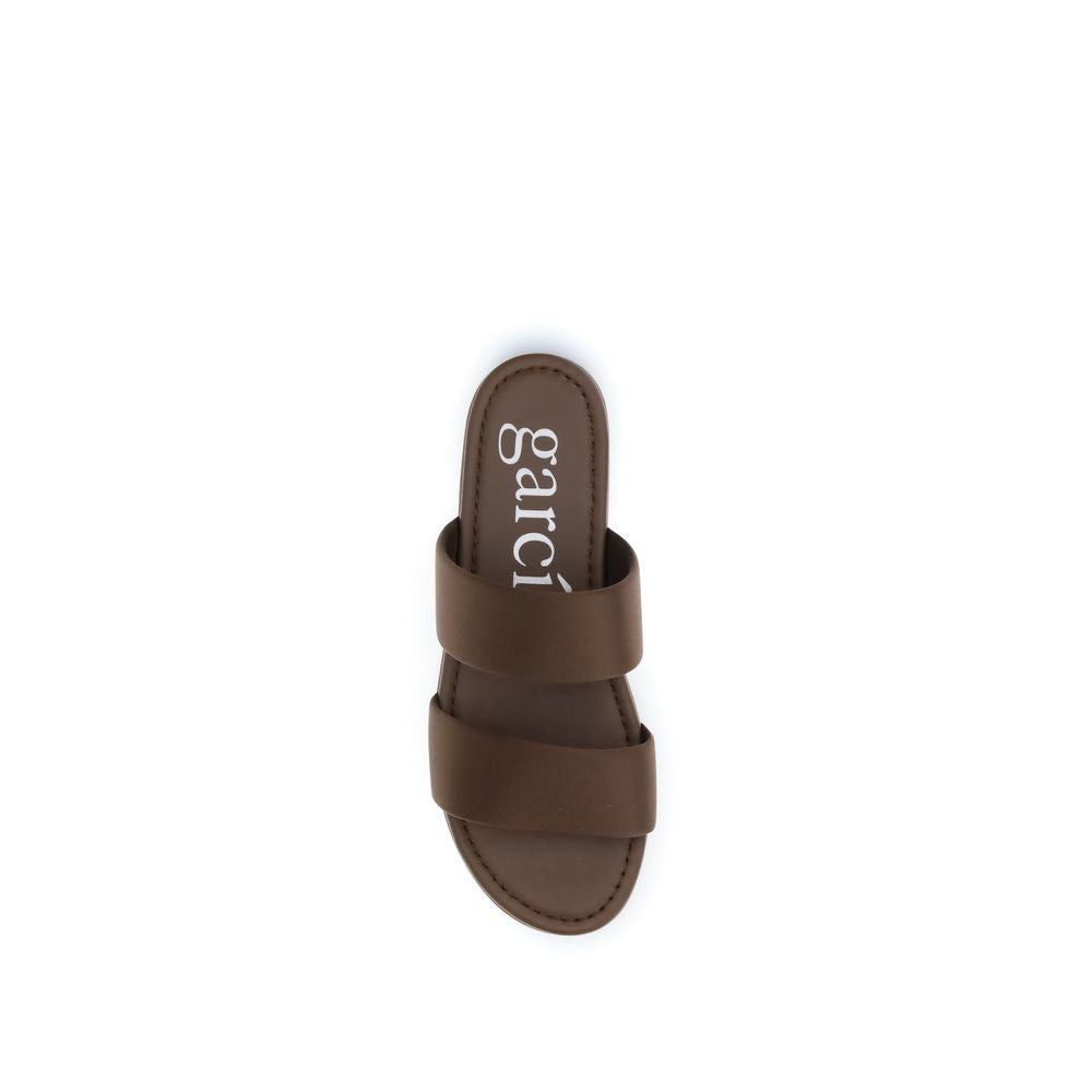 Pedro García Brown Silk Flat Sandals by Pedro García outlet now on sale