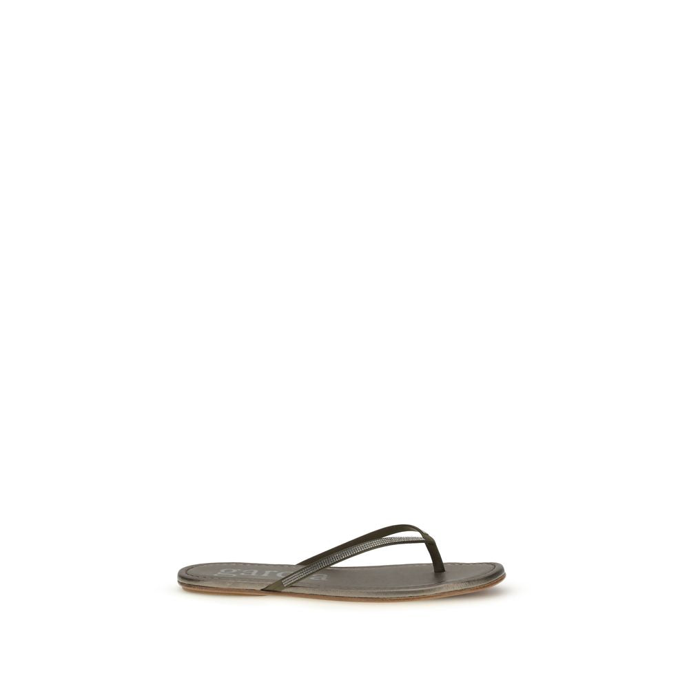 Pedro García Bicolor Crystals Flat Sandals by Pedro García outlet now on sale