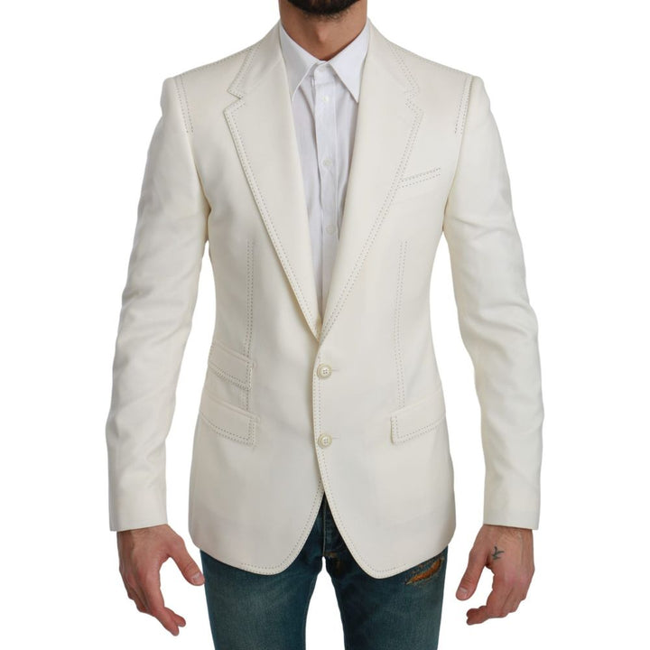 Dolce & Gabbana White Virgin Wool Blazer by Dolce & Gabbana outlet now on sale