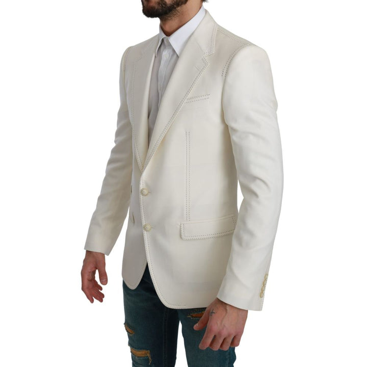 Dolce & Gabbana White Virgin Wool Blazer by Dolce & Gabbana outlet now on sale
