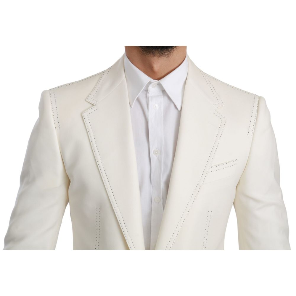 Dolce & Gabbana White Virgin Wool Blazer by Dolce & Gabbana outlet now on sale