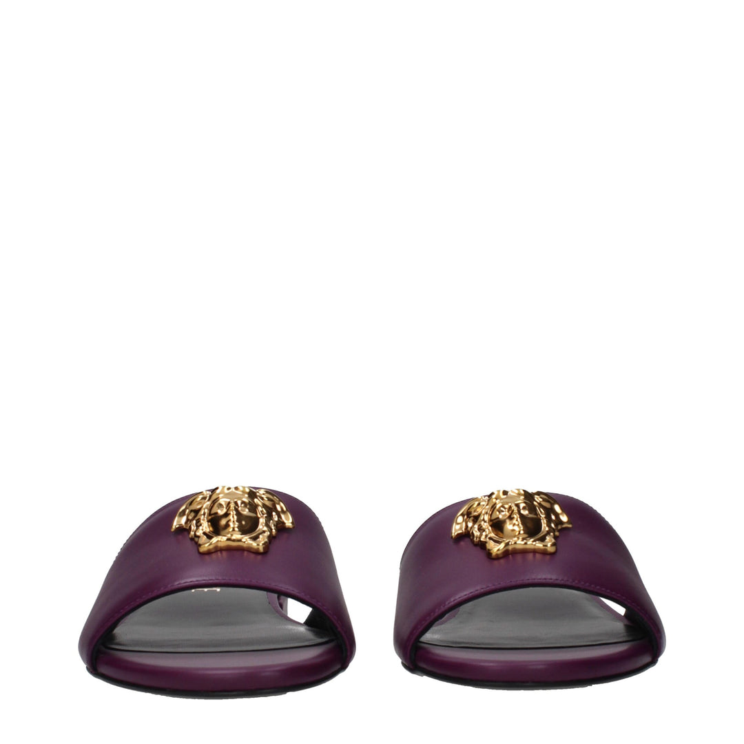 Versace Purple Leather Slippers