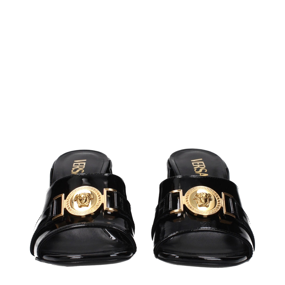Versace Black Leather Platform Sandals