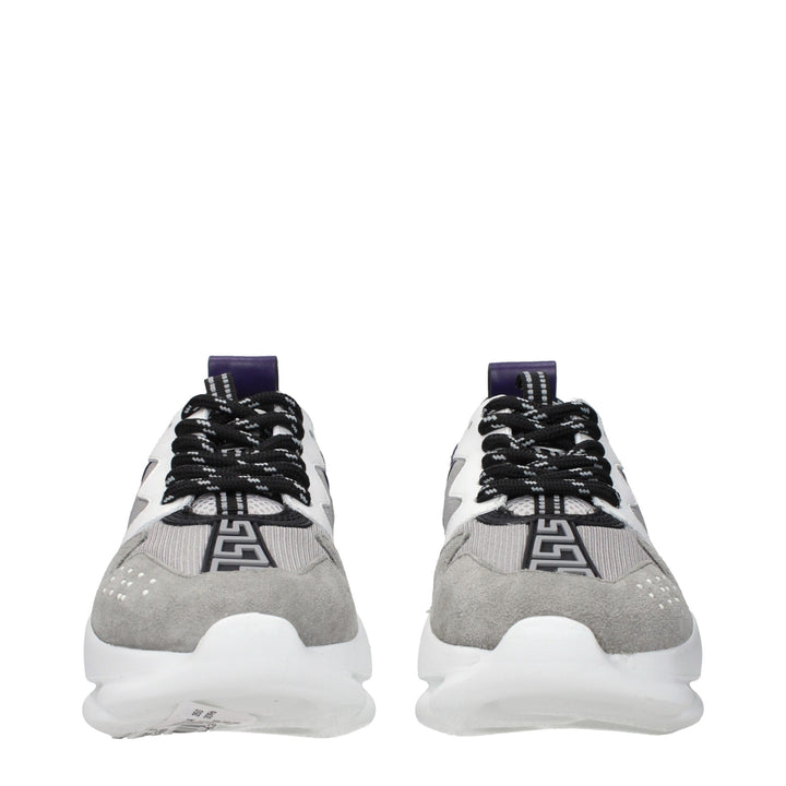 Versace Gray Leather Athletic Sneakers