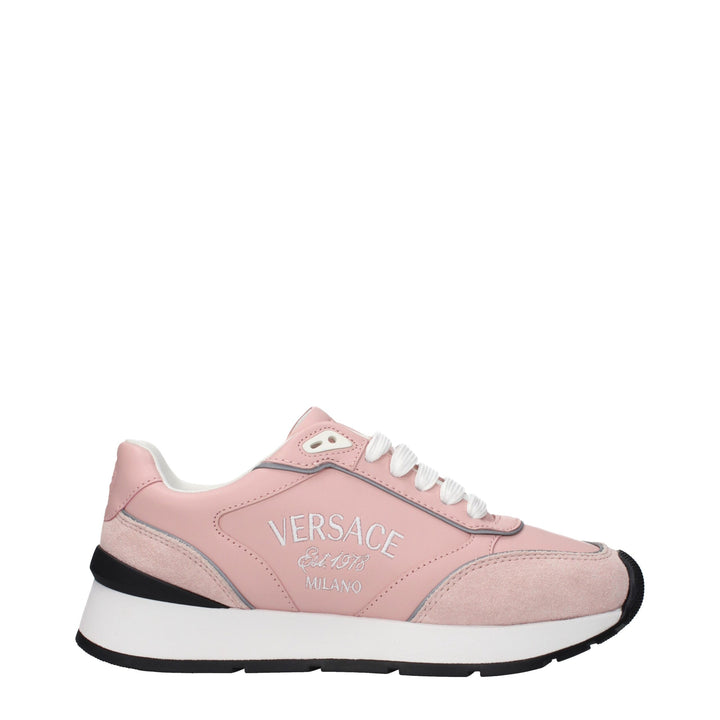 Versace Pink Leather Low Top Sneakers