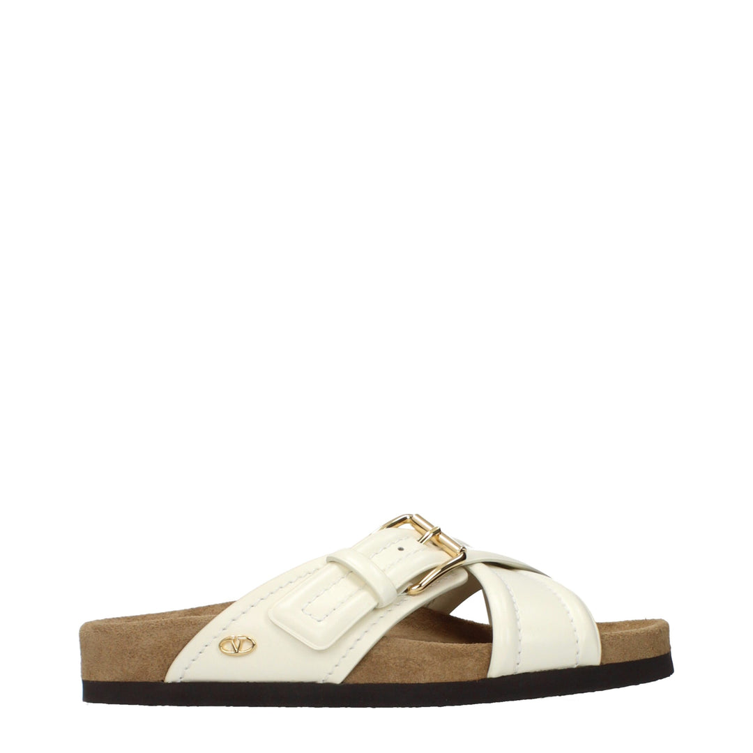 Valentino Garavani Beige Leather Slippers by Valentino Garavani outlet now on sale