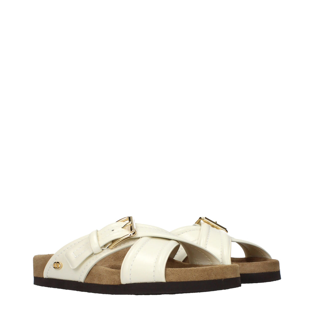 Valentino Garavani Beige Leather Slippers by Valentino Garavani outlet now on sale