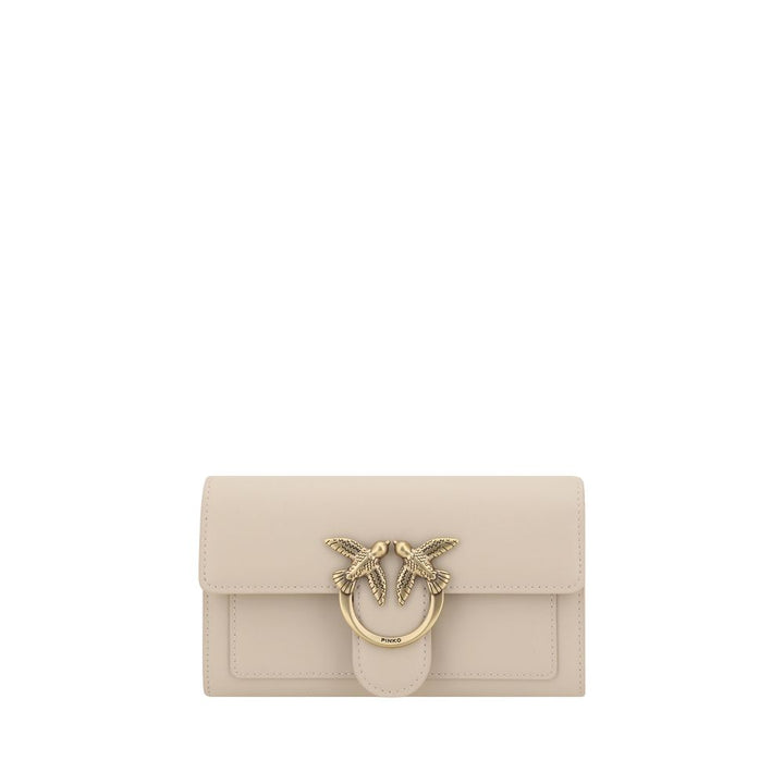 PINKO Beige Calf Leather Bos Taurus Shoulder Bag