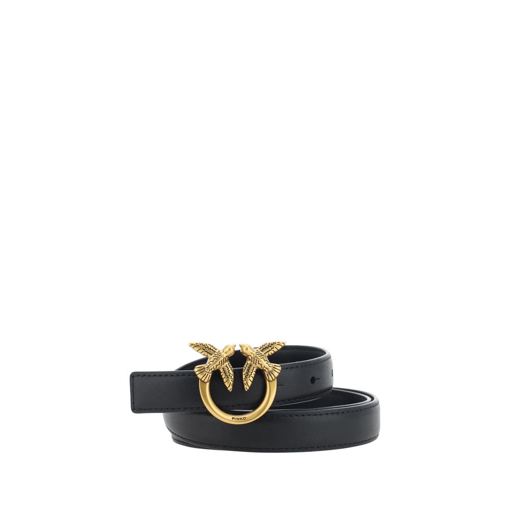 PINKO Black Calf Leather Bos Taurus Regular Belt by PINKO outlet now on sale