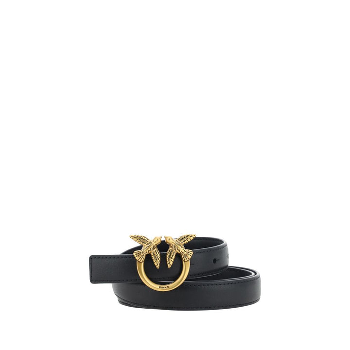 PINKO Black Calf Leather Bos Taurus Regular Belt by PINKO outlet now on sale