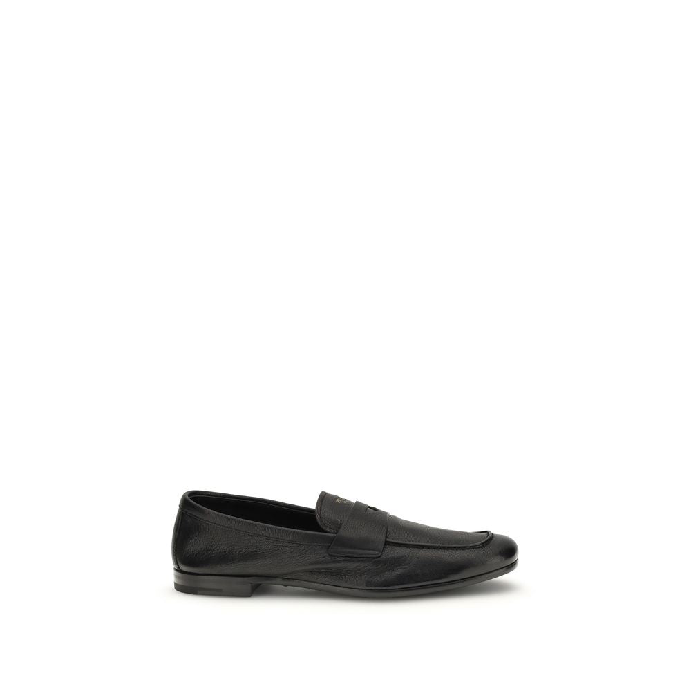 Prada Black Calf Leather Bos Taurus Slip-On Loafers by Prada outlet now on sale