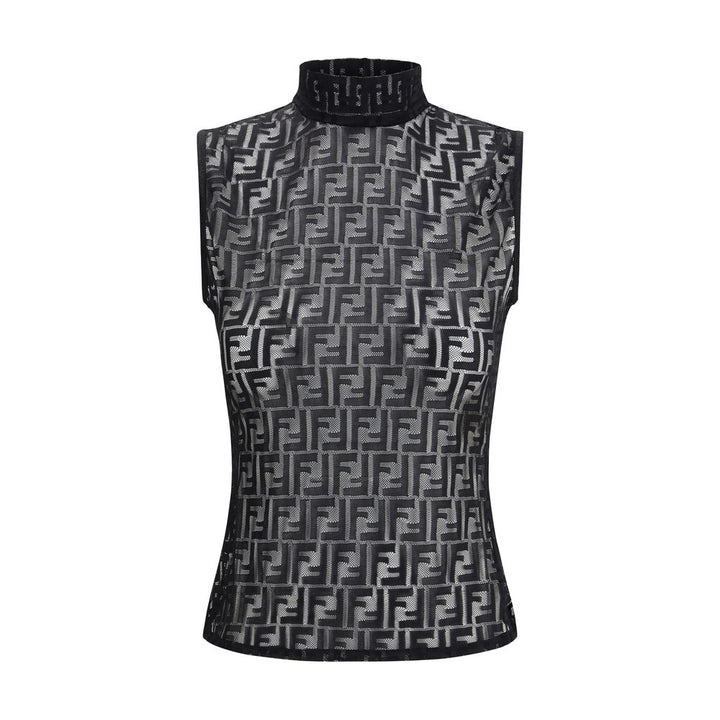 Fendi Black Polyamide Sleeveles T-Shirt by Fendi outlet now on sale