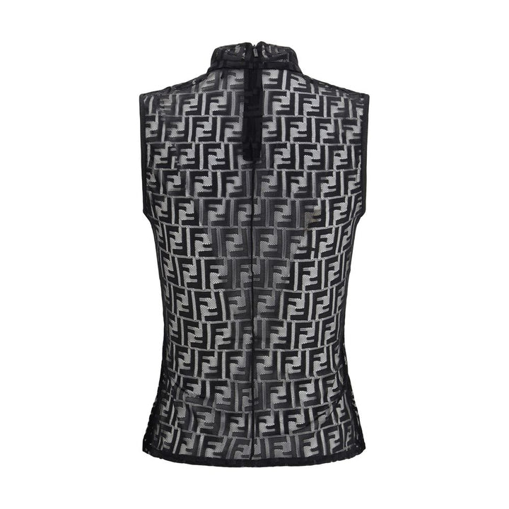 Fendi Black Polyamide Sleeveles T-Shirt by Fendi outlet now on sale