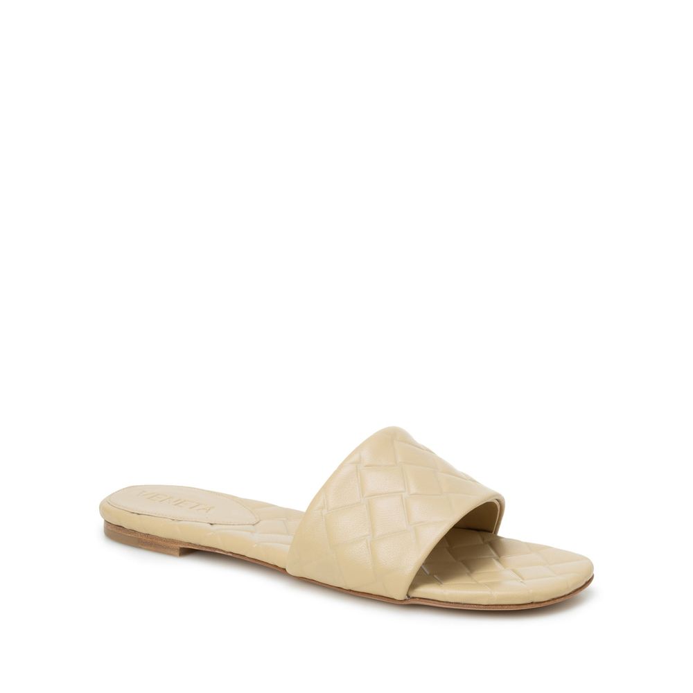 Bottega Veneta Beige Lamb Leather Flat Sandals by Bottega Veneta outlet now on sale