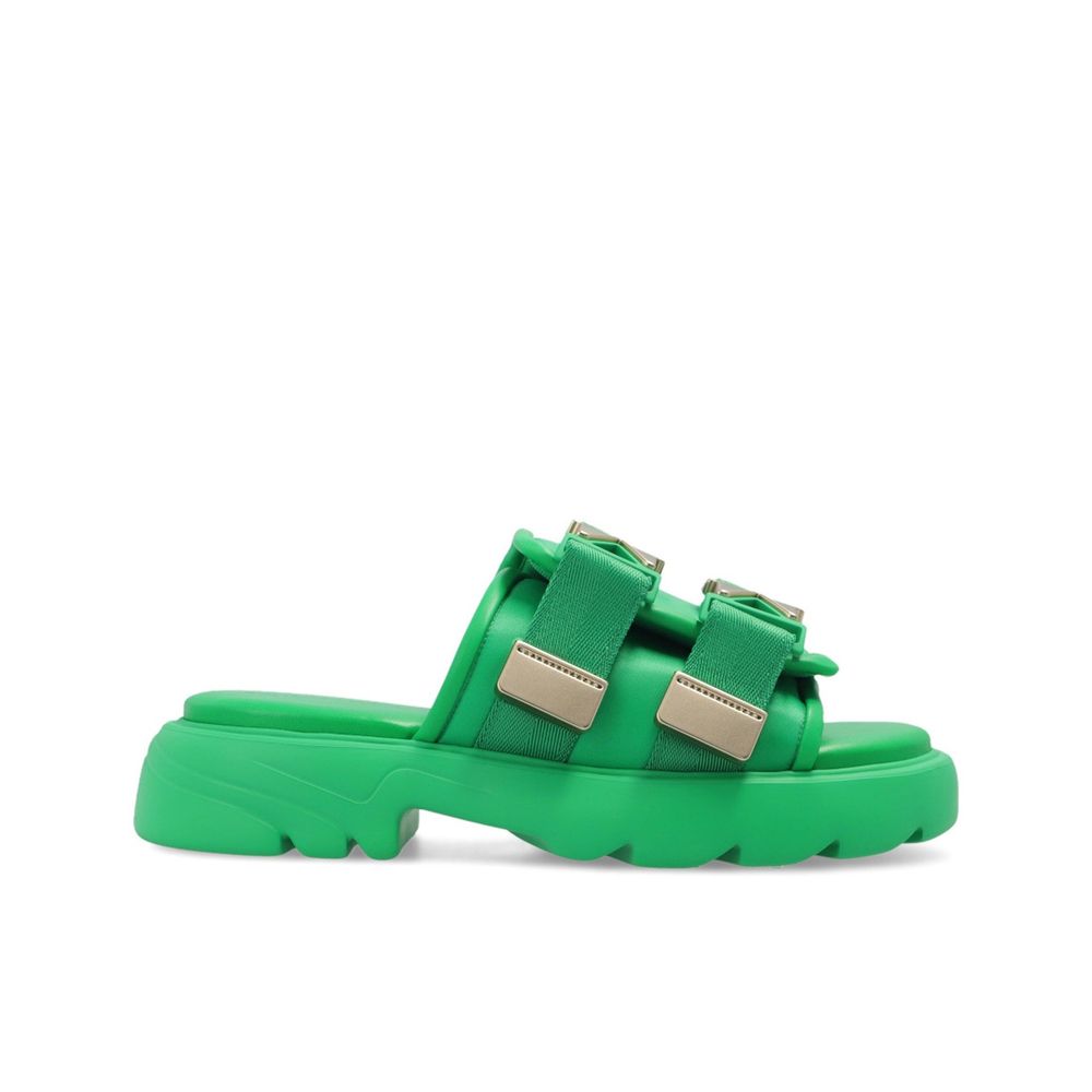 Bottega Veneta Bicolor Nylon Slides by Bottega Veneta outlet now on sale