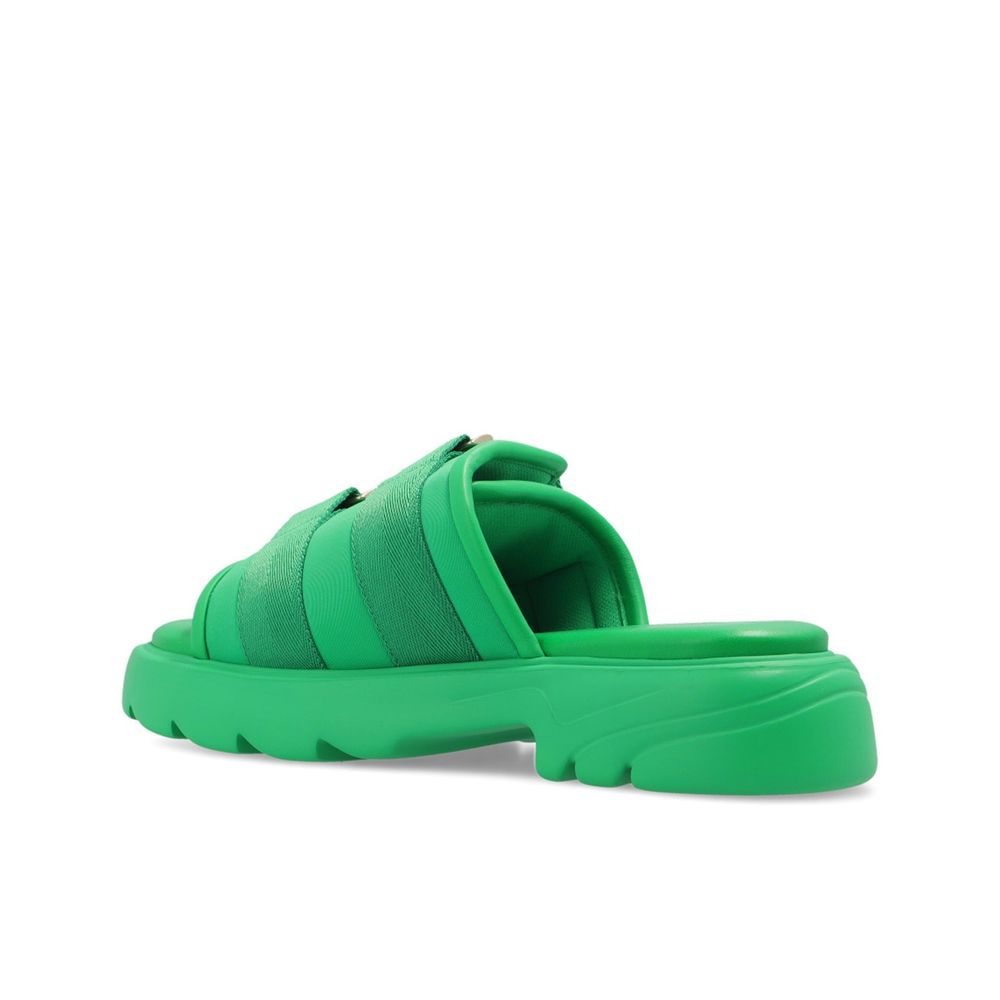 Bottega Veneta Bicolor Nylon Slides by Bottega Veneta outlet now on sale