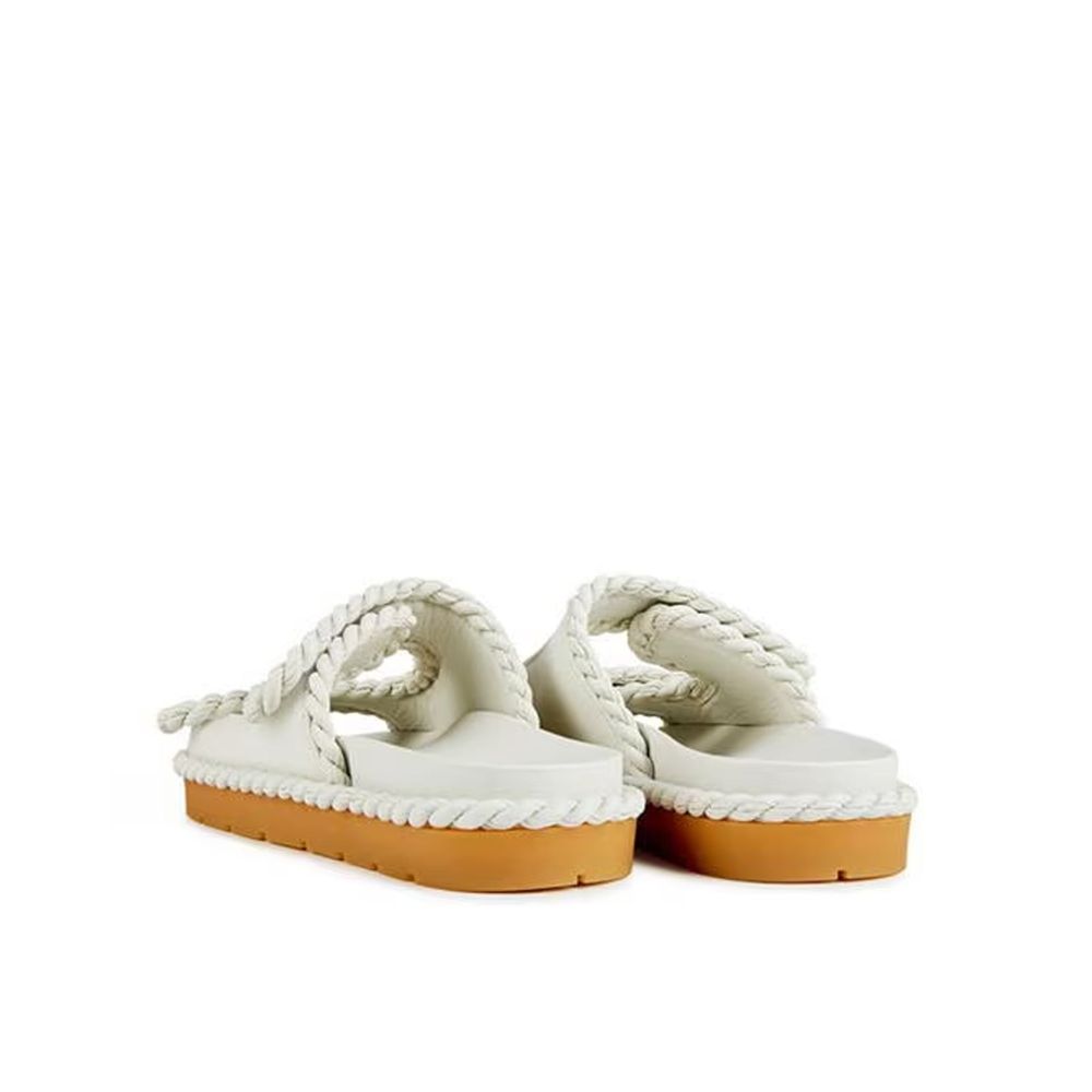 Bottega Veneta White Lamb Leather Sandals by Bottega Veneta outlet now on sale