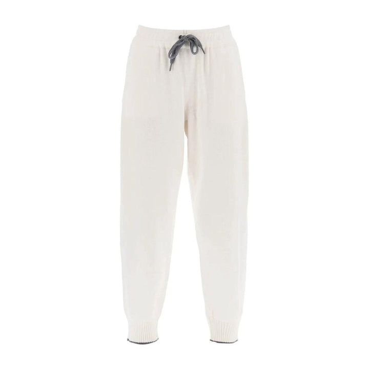 Brunello Cucinelli White Cashmere Athletic Pants by Brunello Cucinelli outlet now on sale
