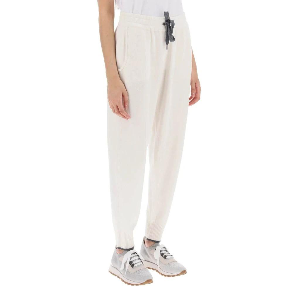 Brunello Cucinelli White Cashmere Athletic Pants by Brunello Cucinelli outlet now on sale