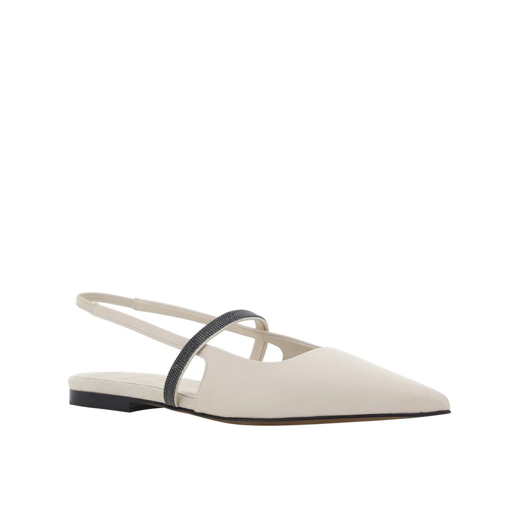 Brunello Cucinelli White Calfskin Ballet Flats by Brunello Cucinelli outlet now on sale