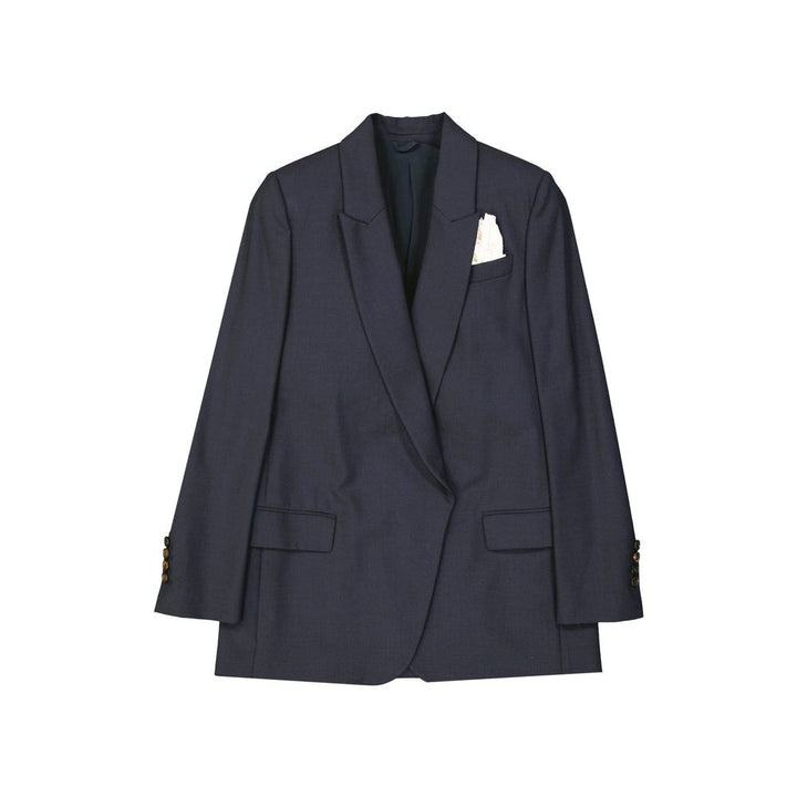 Brunello Cucinelli Blue Virgin Wool Jackets And Coat by Brunello Cucinelli outlet now on sale
