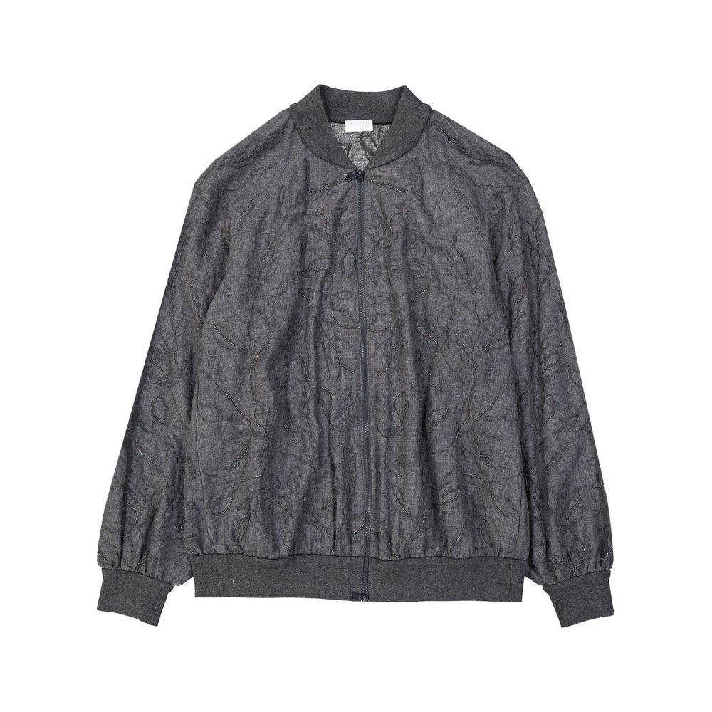 Brunello Cucinelli Gray Virgin Wool Bomber by Brunello Cucinelli outlet now on sale