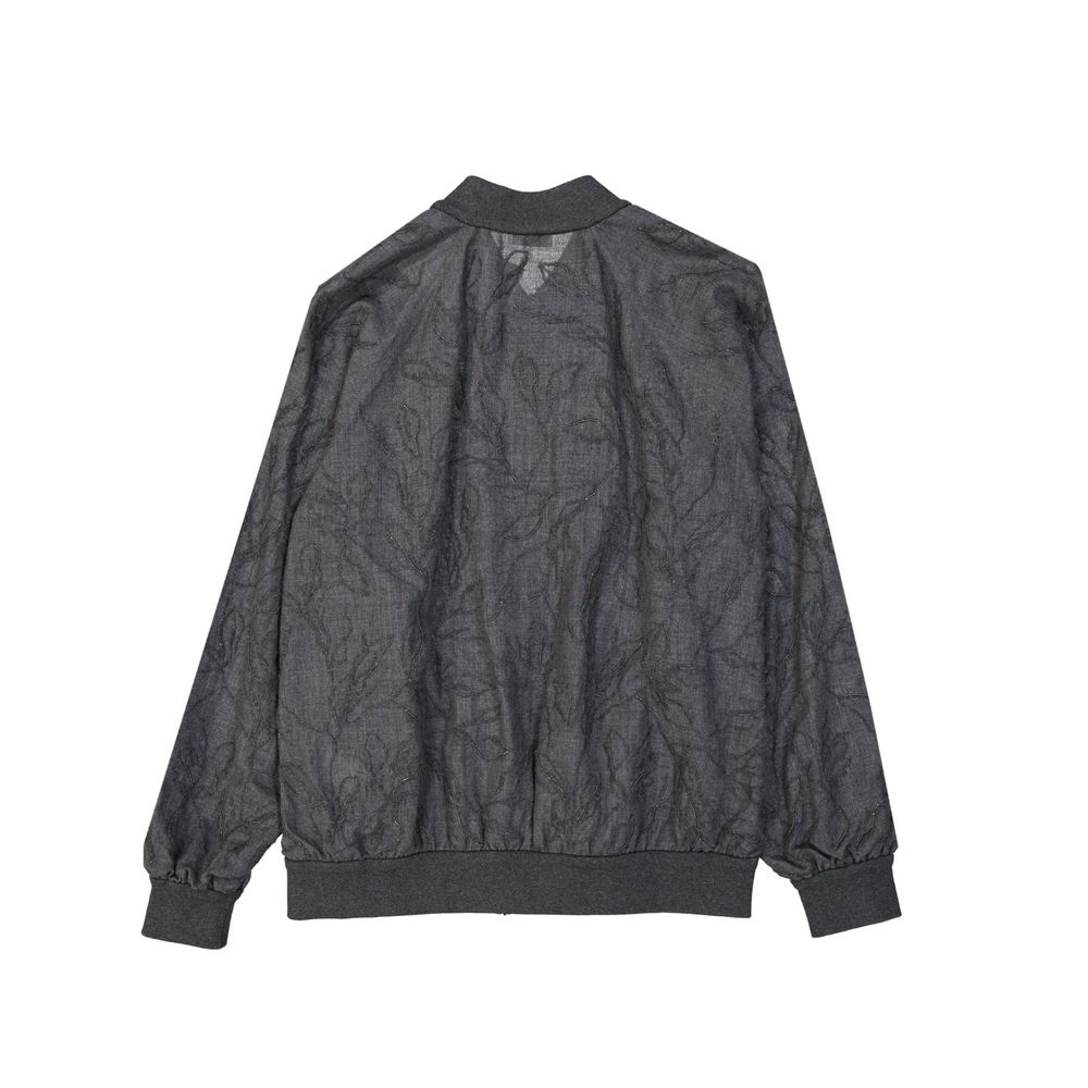 Brunello Cucinelli Gray Virgin Wool Bomber by Brunello Cucinelli outlet now on sale
