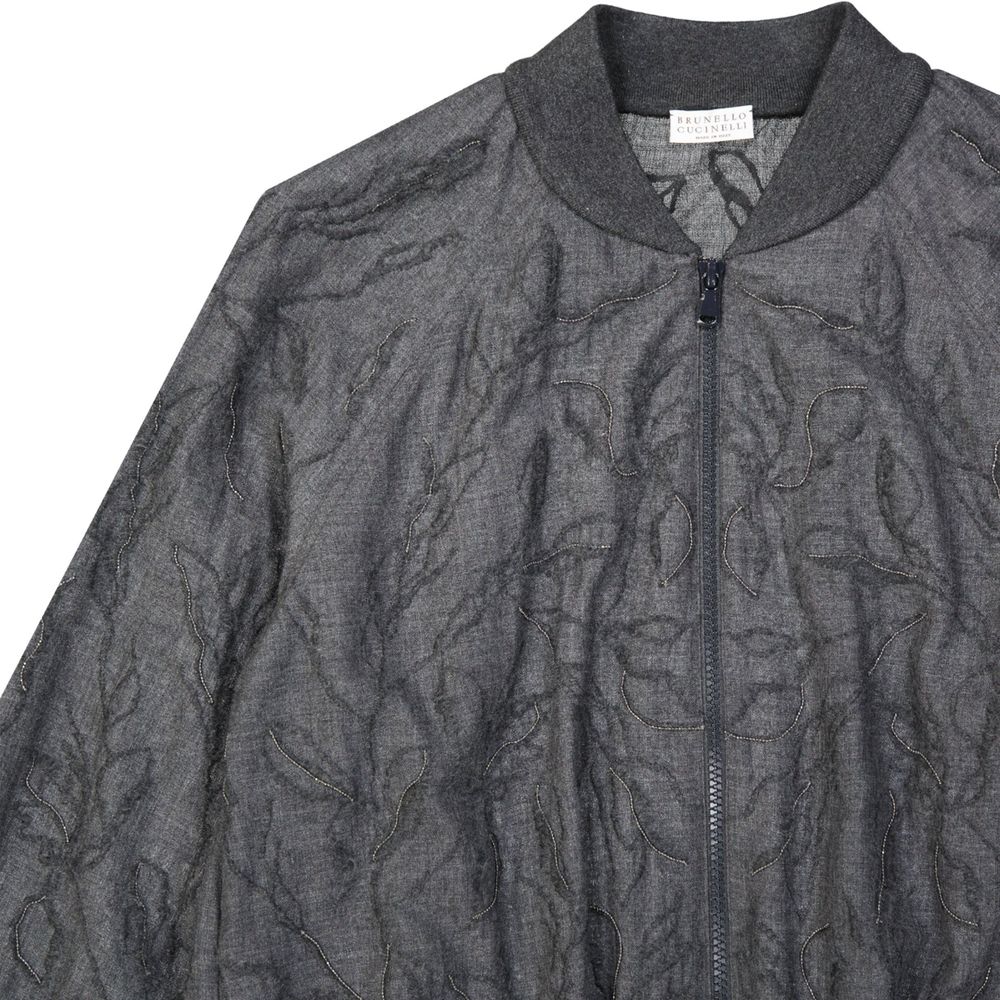 Brunello Cucinelli Gray Virgin Wool Bomber by Brunello Cucinelli outlet now on sale