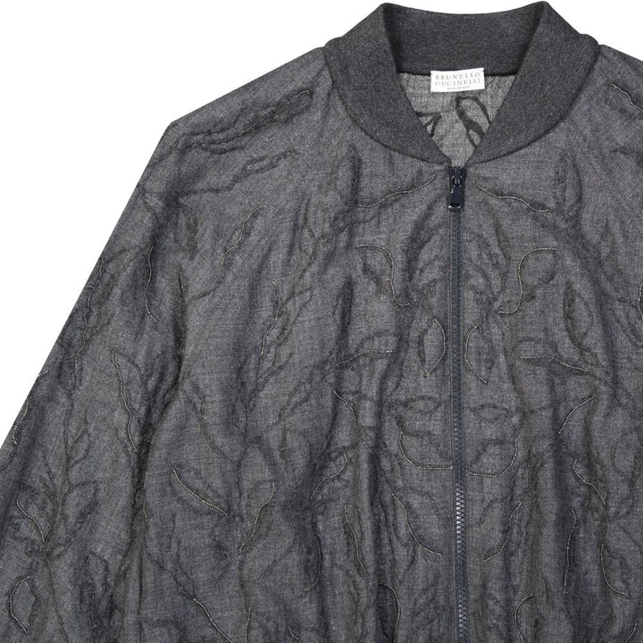 Brunello Cucinelli Gray Virgin Wool Bomber by Brunello Cucinelli outlet now on sale