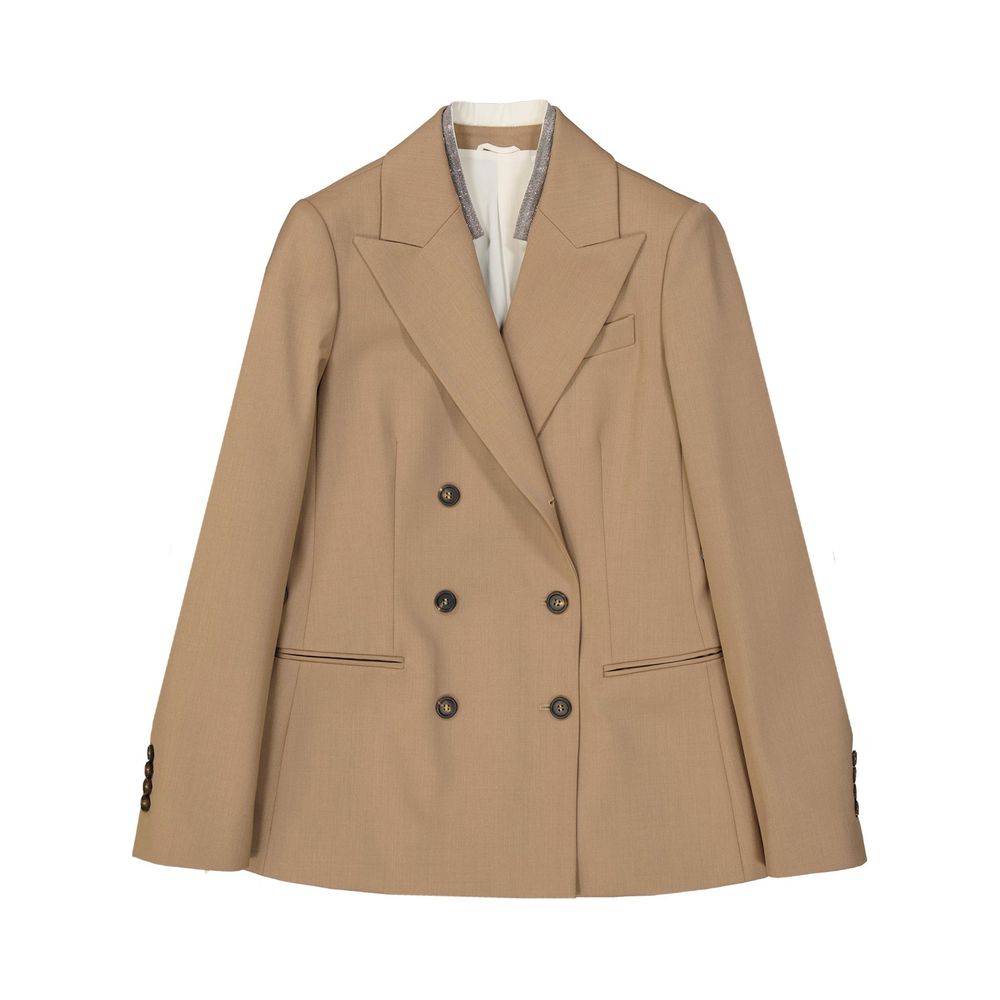 Brunello Cucinelli Brown Wool Coat by Brunello Cucinelli outlet now on sale