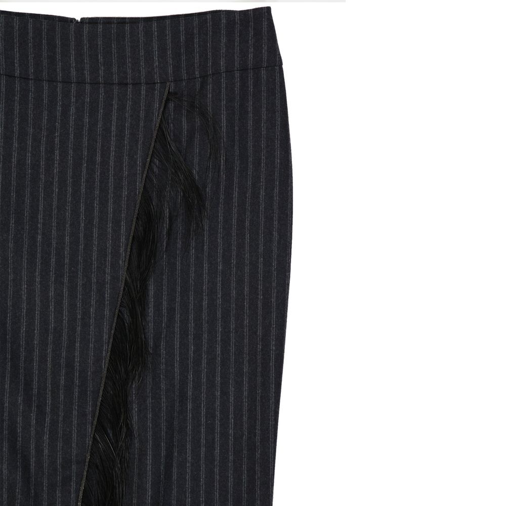 Brunello Cucinelli Gray Virgin Wool Midi Skirt by Brunello Cucinelli outlet now on sale
