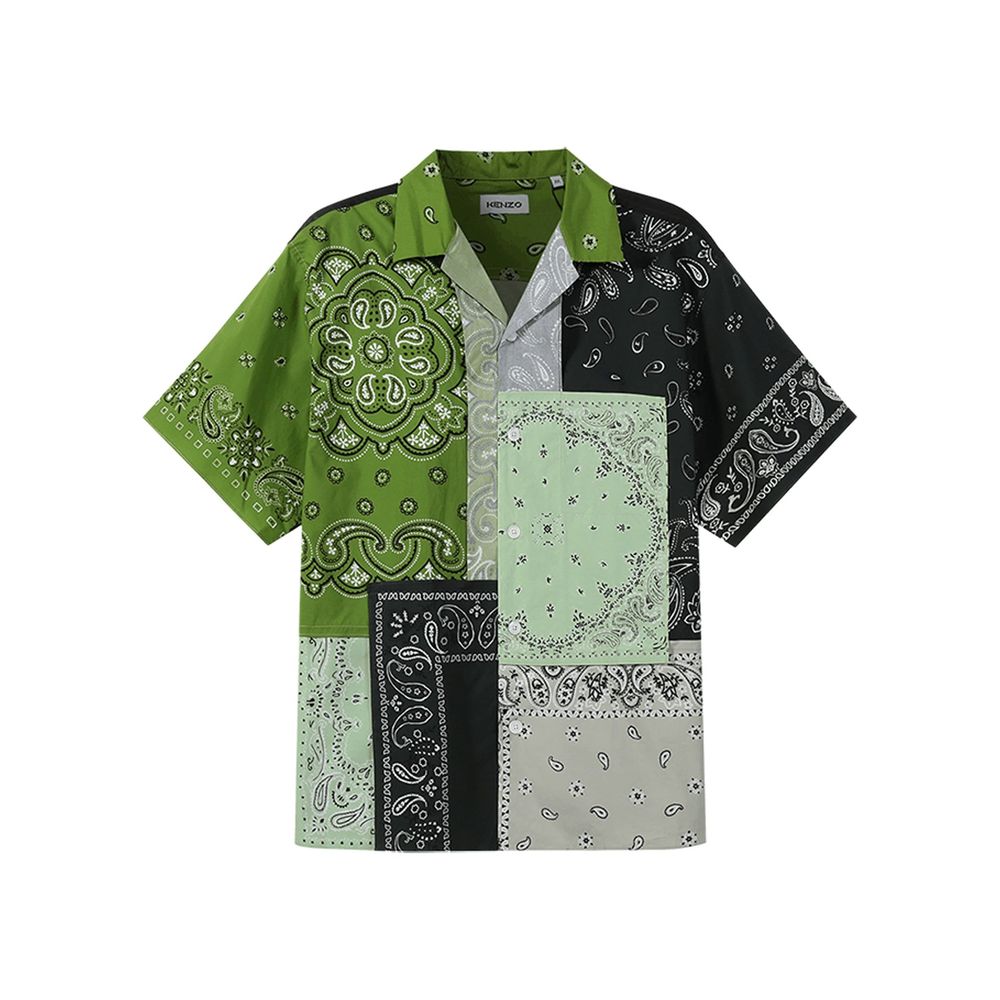 Kenzo Bicolor Cotton Shortsleeve Shirt by Kenzo outlet now on sale