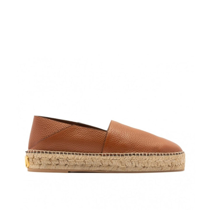 Valentino Garavani Brown Calfskin Espadrilles by Valentino Garavani outlet now on sale